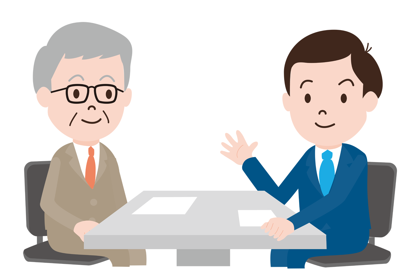対面にて打ち合わせのイラスト